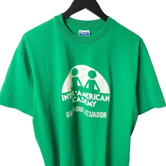 American Vintage Shirts Vintage Interamerican Academy L Green Hanes